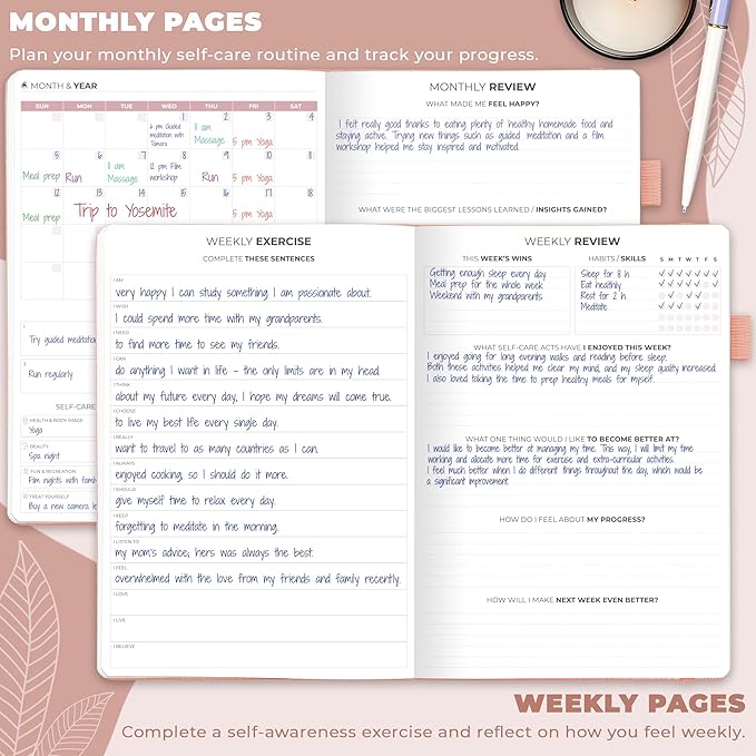 Clever Fox Self-Care Journal – Wellness & Daily Reflection Notebook – Mental Health & Personal Development Journal – Self-Care, Meditation & Mood Journal for Women & Men – Large (Peach Pink)