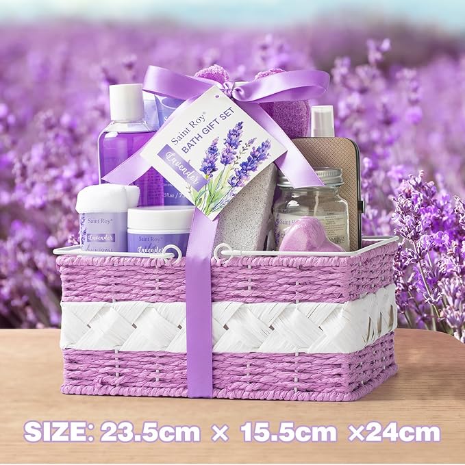 Large Spa kit for women gift set, 20 PCS Spa Gift Baskets Christmas Gifts for Women Bath Kit with Lavender gifts spa gift set Basket For Women, Luxury Self Care Home Spa Kit Lavender Bath Gift Basket