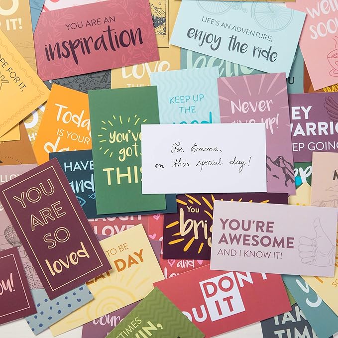 DIVERSEBEE 60 Pack Assorted Motivational Cards - Inspirational and Kindness Mini Note Cards, Gratitude Encouragement Card Set with 60 Unique Motivational Quotes Business Card Size (Assorted)
