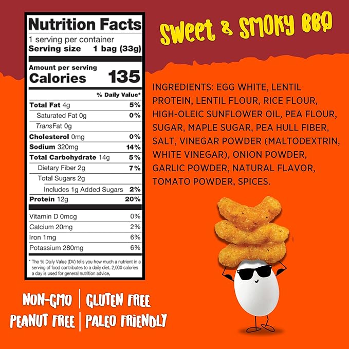 Todd's Better Snacks Egg-Cellent Protein Puffs, Sweet & Smoky BBQ – 12g Protein, Gluten-Free, Paleo-Friendly, Baked, GLP-1 Compliant – Healthy Snack, Made with Egg Whites – 1.2 Oz (Pack of 10)