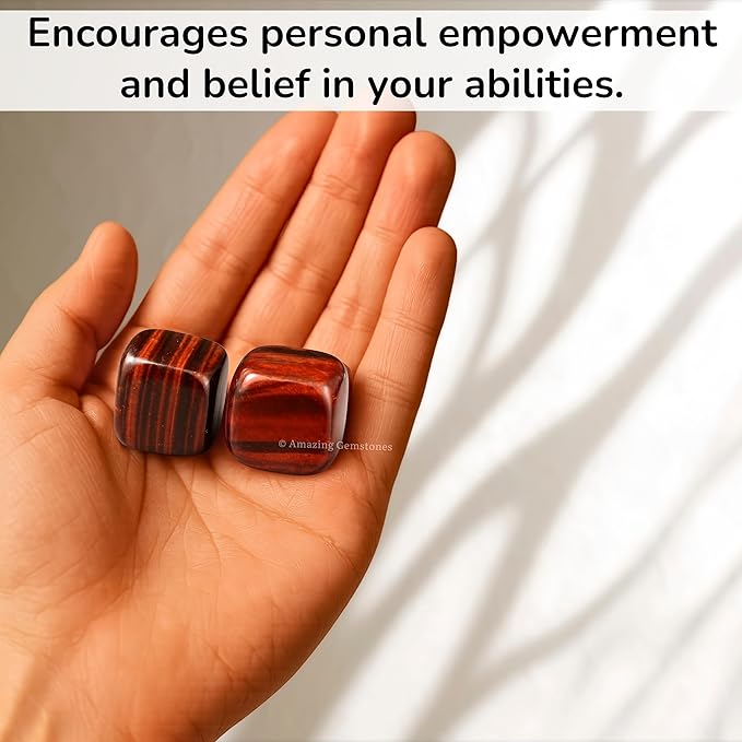 Amazing Gemstone Red Tiger Eye Crystals and Healing Stones Tumbled - 1 oz Red Tiger Eye Stone, Natural Healing Stones for Energy Balance, Stress Relief - Premium Polished Gems Rocks for Meditation