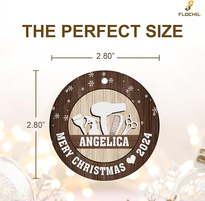 FLOCHIL Personalized Hairstylist Ornament, Custom Hairapist with Name, Hairdresser Ornaments for Christmas Tree, Gifts