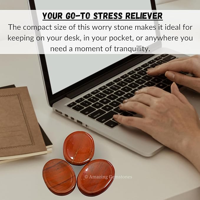 Amazing Gemstone Red Jasper Worry Stone Crystals and Healing Stones - Worry Stones for Stress Relief Gifts - Piedra Crystal Fidget for Meditation - Unique Stocking Stuffers and Birthday Gifts