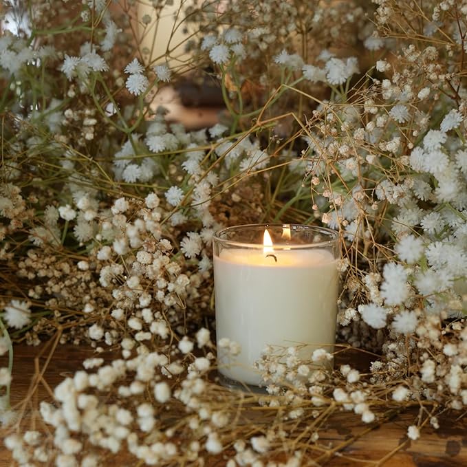 7oz Glass Candle Jars, 12-Pack Candle Jars for Making Candles, Empty Thick Glass Wide-Mouth Jars with Bamboo Lids & Wick Kits, Candle Containers Bulk - Clear