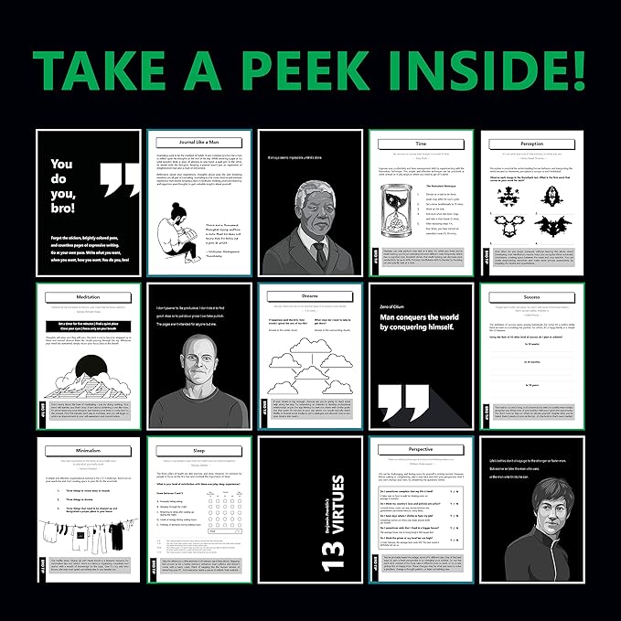 Bro Journal: 12-Week Guided Gratitude, Mindfulness, & Self-Improvement Journal for Men | Unique Daily Prompts, Activities, & Tips for Self-Care & Habit Building | A5 Size | Premium Gift Box Included