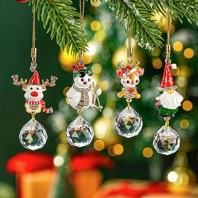 H&D HYALINE & DORA Christmas Ornaments Set Christmas Hanging Ornament Pendant Elk Gnome Snowman Ornament for Xmas Tree Home Decor(4 Pack)
