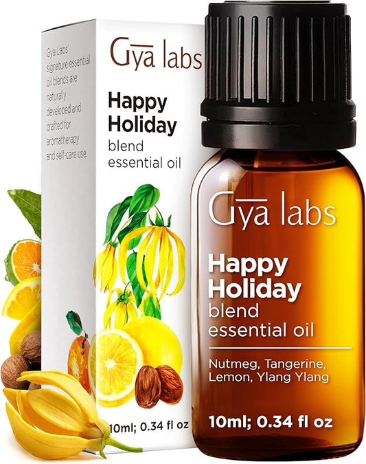 Gya Labs Happy Holiday Essential Oil Blend - Comforting & Uplifting, Festive Season Aromatherapy Oil (0.34 Fl Oz)