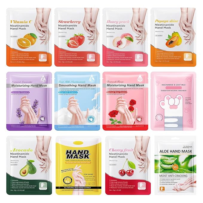 Hand Mask Moisturizing Gloves 12 Pack,Hydrating Hand Mask for Women,Soft Gloves for Dry Cracked Skin