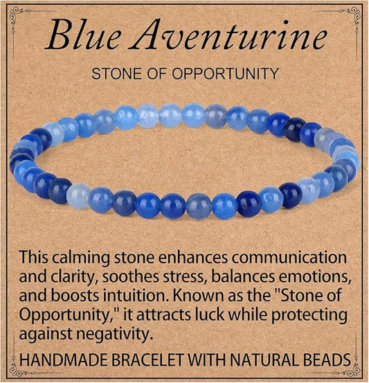 LPBeads Handmade Natural Gemstone Stretch Elastic Bracelet Healing Crystal Round Stone Beads Jewelry Gifts for Women Men