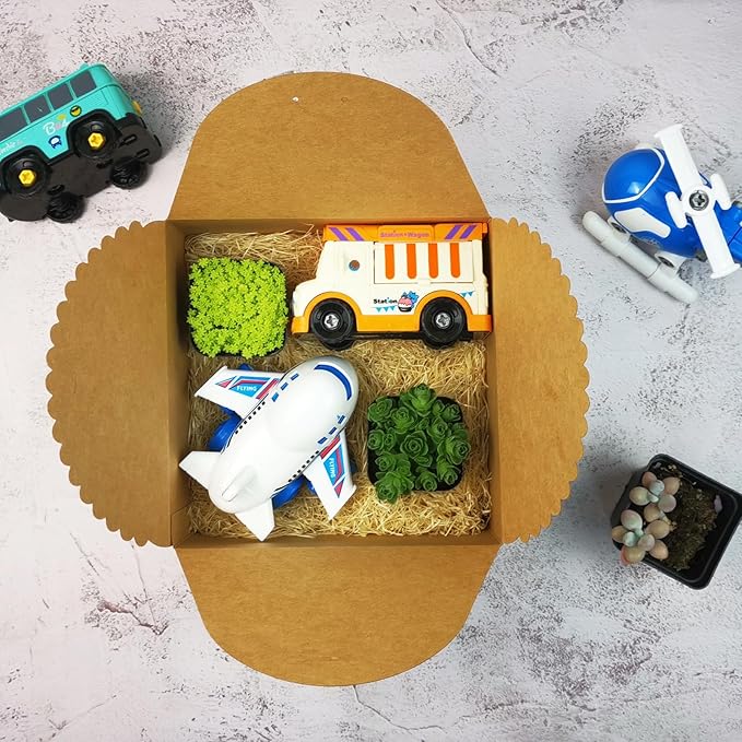 8"x 8"x 4" Kraft Gift Box with Lids and Ribbons, 6 Pack Foldable Brown Paper Cardboard Boxes for Gifts Wrapping, Bridesmaid Proposal Wedding Birthday Christmas Party Favor, Reusable, Bulk