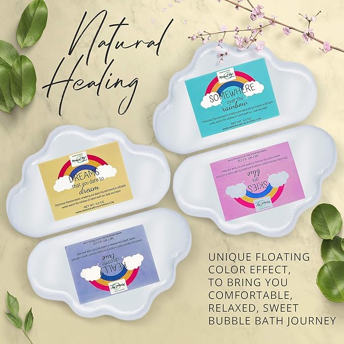 Bath Bombs for Kids - Natural and Organic Magic Rainbow Bubble Bath Bombs w/Moisturizing Shea Butter and Natural Oils, 4 Large Unicorn Cloud BathBombs for Girls, Boys, Women, Birthday Gift for Her