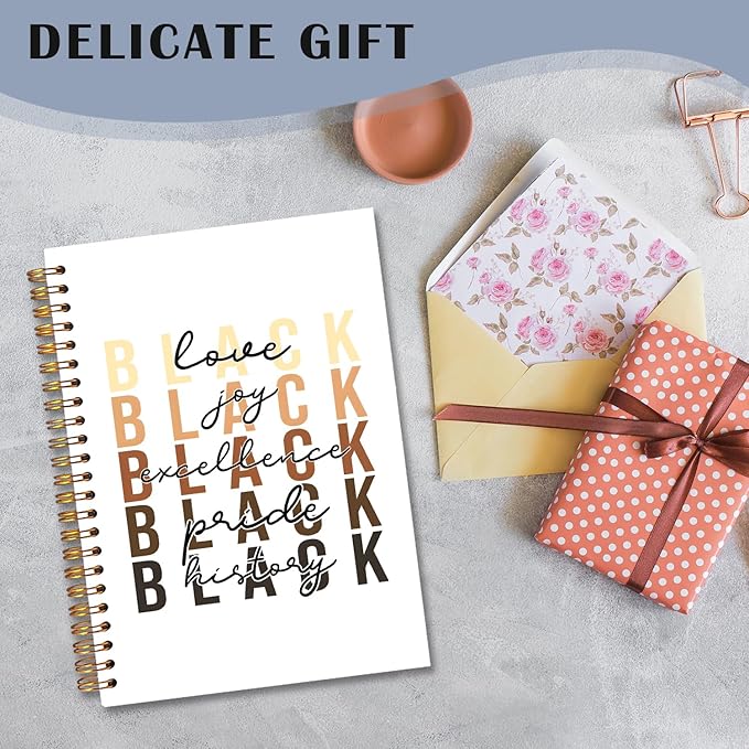 Black History Month Spiral Notebooks, Juneteenth Gifts Journal, African American Gifts Journals for Writing, Black Love Joy Excellence Pride History Notebook, 5.5x8.3 Inch