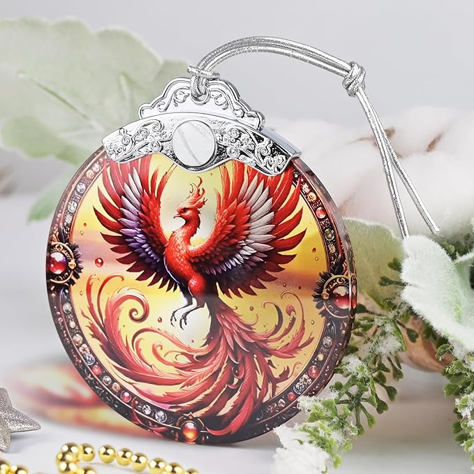 Christmas Ornament, 2025 Ornaments for Christmas Tree, Stained Glass Hanging Ornament, Holiday Ornaments, Unique Gift Idea - Soaring Phoenix