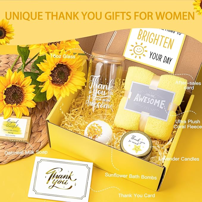 Employees Appreciation Gifts, Thank You Gift Baskets for Women Best Friend Appreciation Gift for Coworkers Teachers with Thank You for Being Awesome Glass