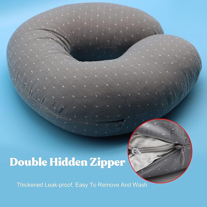 Buckwheat U-Shaped Neck Pillow Adjustable Buckwheat Hull Pillow with Pillowcase, Neck Support and Shoulder Relax Cervical Pillow (12x12 inch, Grey)