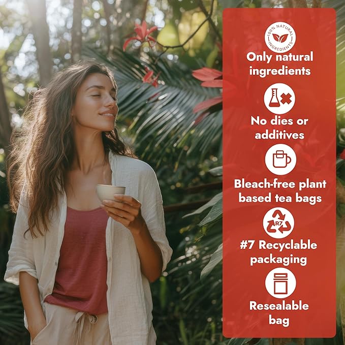 Vital Bloom Pure Cinnamon Tea, warm, spicy flavor, 100% Natural, Caffein Free, Hot or Cold Brew Herbal Tea, Bleach Free Tea Bags, Non GMO (Free Bamboo Tongs included)