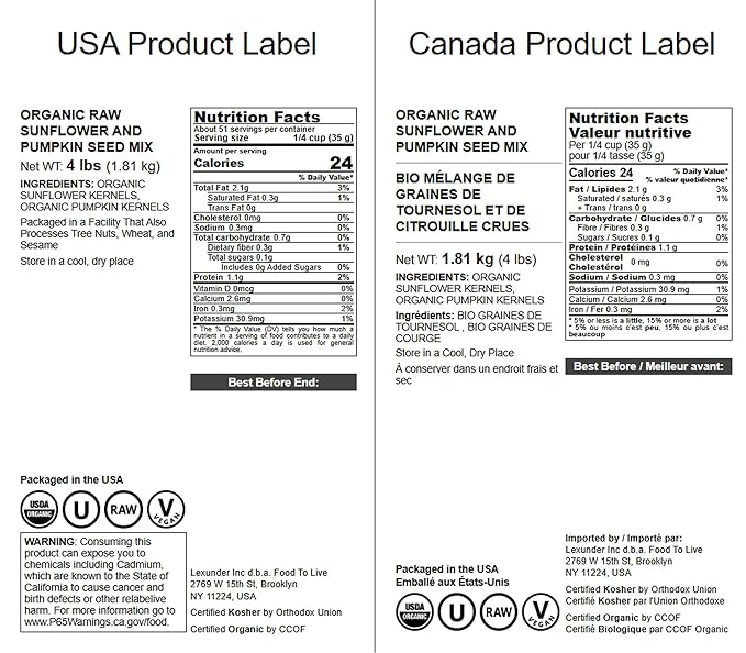 Food to Live Organic Sunflower and Pumpkin Seed Mix, 4 Pounds – Natural Snack, Rich in Protein, Perfect for Snacking, Baking and Salads, Raw, Vegan, Kosher, Bulk