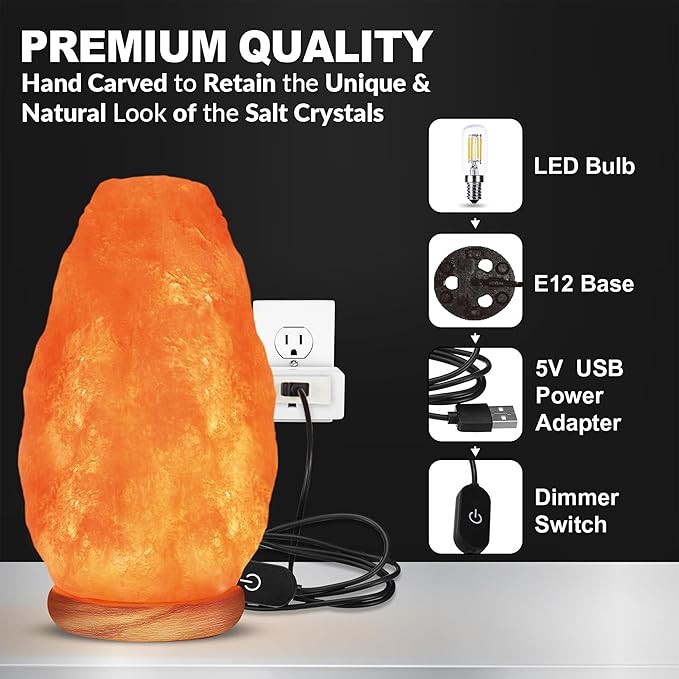 Himalayan Glow Salt Lamp with Touch Dimmer Switch 5-7 lbs
