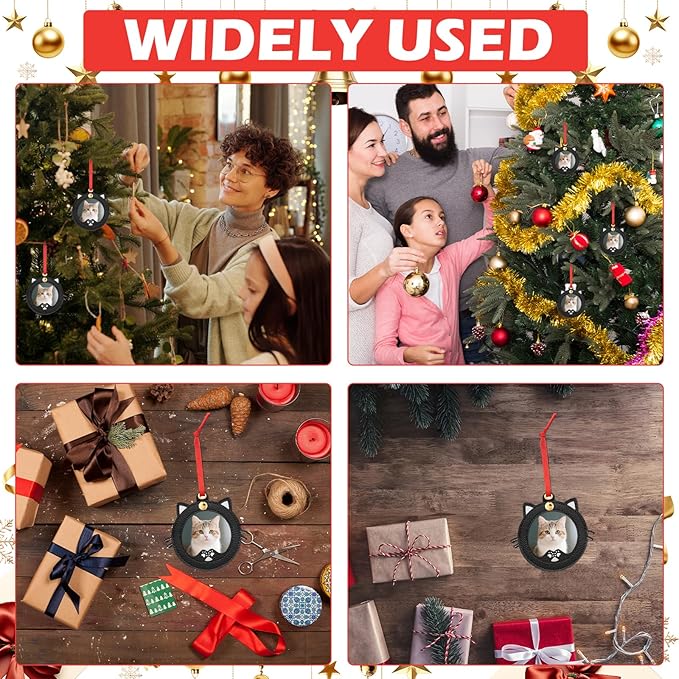 Black Cat-Shaped Mini Photo Frame Christmas Decoration, Mini Cat Picture Frame Xmas Ornaments, Personalized Christmas Decorations Supplies for Family Friends