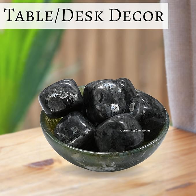 Amazing Gemstone Larvikite Crystals&Healing Stones Tumbled - 1 oz Larvikite Stone Gem Stones, Healing Stones for Energy Balance, Stress Relief - Premium Polished Gems Rocks for Meditation&Wellness