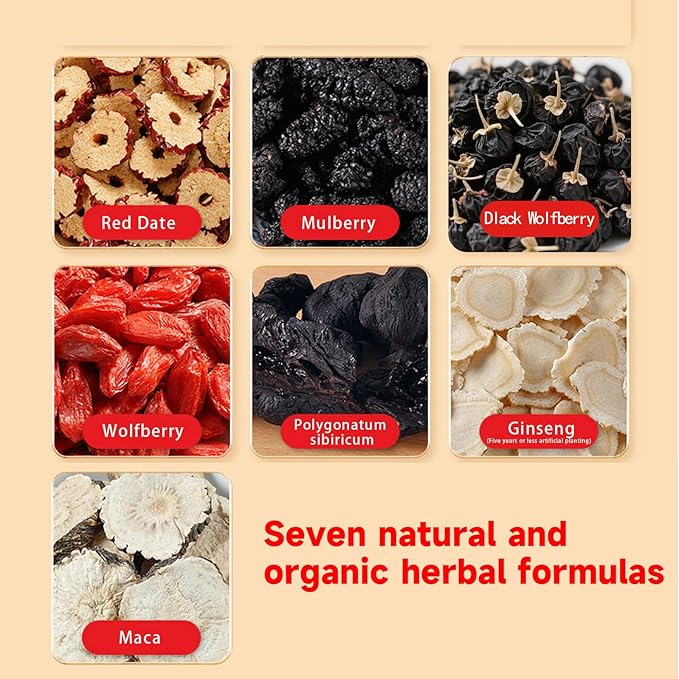 Ginseng Seven Treasure Herbal Tea, Organic Kidney Detox & Cleanse Blend for Women & Men, 7 Natural Ingredients Herbal Formula, 20 Bags, 1 Pack