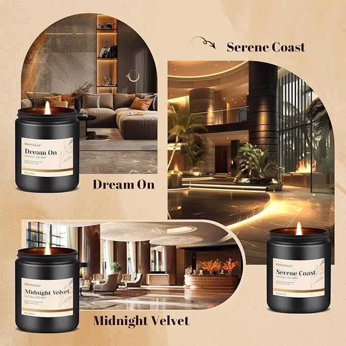 Hotel Scented Candles Set, 6 Pack Candles for Home Scented, Luxury Aromatherapy Jar Candle Gifts for Men & Women, Natural Soy Wax Long Lasting Candle Kit for Halloween, Birthday, Christmas