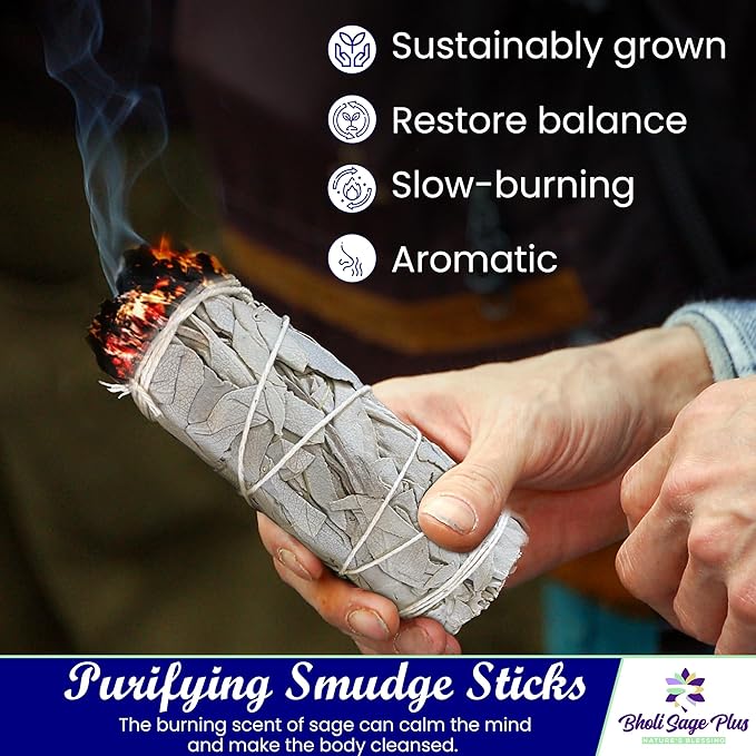 White Sage Sticks Pack of 3, Sage Smudge Kit 4'' Long Dried Sage Sticks for Meditation, Smudging and Cleansing, Getting Rid of Negative Energy