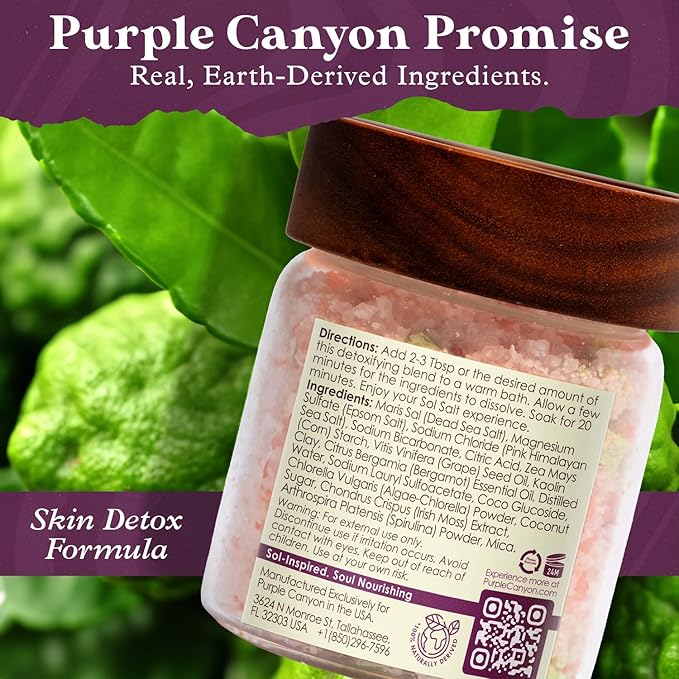PURPLE CANYON SolSalts Oceanic Detox Bath Salts 10oz | Bergamot Citrus Scented Soak with Hydrating Minerals | Skin Hydrating Mineral Bath