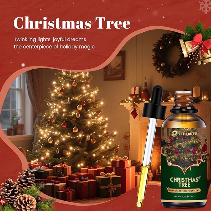 Christmas Tree Essential Oil 3.38 Fl Oz (100ml), Christmas Essential Oils for Diffusers, Winter Essential Oils for Candle Making, Cozy Holiday Scented Oils