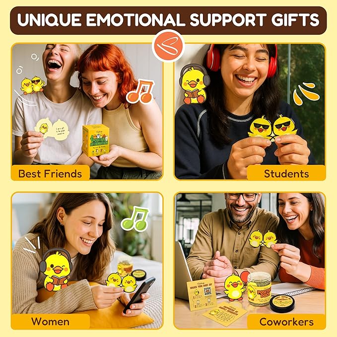 Positive Duck Gifts For Duck Lovers - Jar Of Daily Affirmation Cards, Funny Emotional Support Coworker Birthday Gifts For Women Unique, Cute Back To School Teen Girl Gift Trendy Stuff