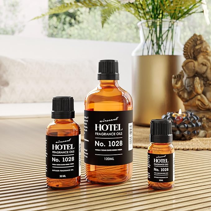 AirScent Hotel Diffuser Oil No. 1028 Inspired by The Seamless Hotel Scent - Premium Fragrance Oil for Ultrasonic and Waterless Diffusers and Crafting - 120 mL, 4 fl oz Glass Bottle with Dropper