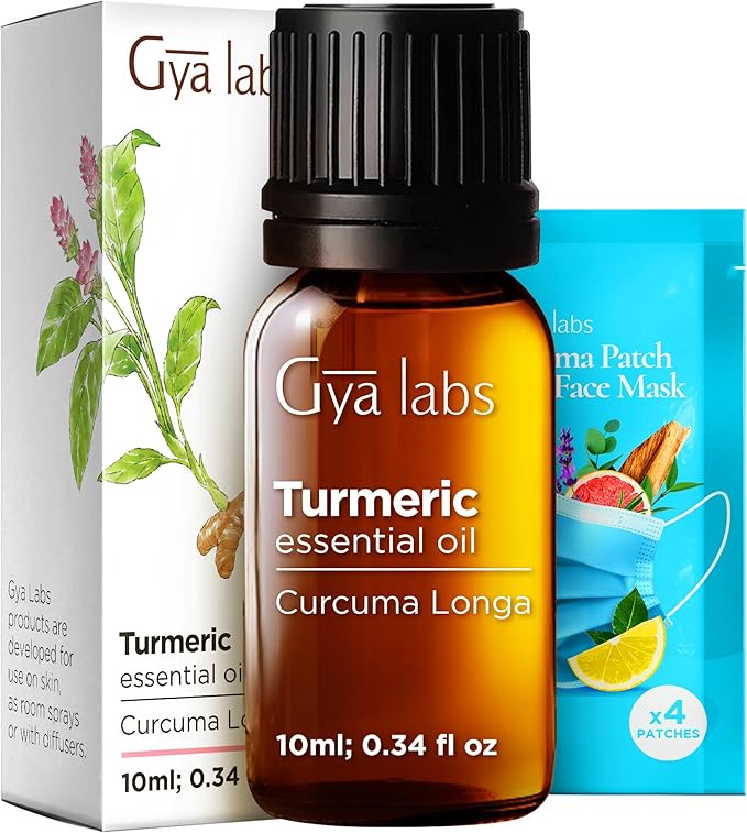 Gya Labs Turmeric Essential Oil - 0.34 Fl Oz - for Hair, Skin, Diffuser, Aromatherapy & DIY Candle Making Scent