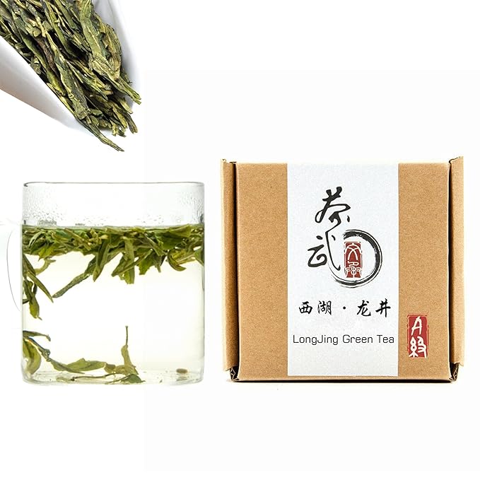 ChaWuWarmSun [A] LongJing Green Tea,3.5oz/100g,Chinese Dragon Well Green Tea Loose Leaf