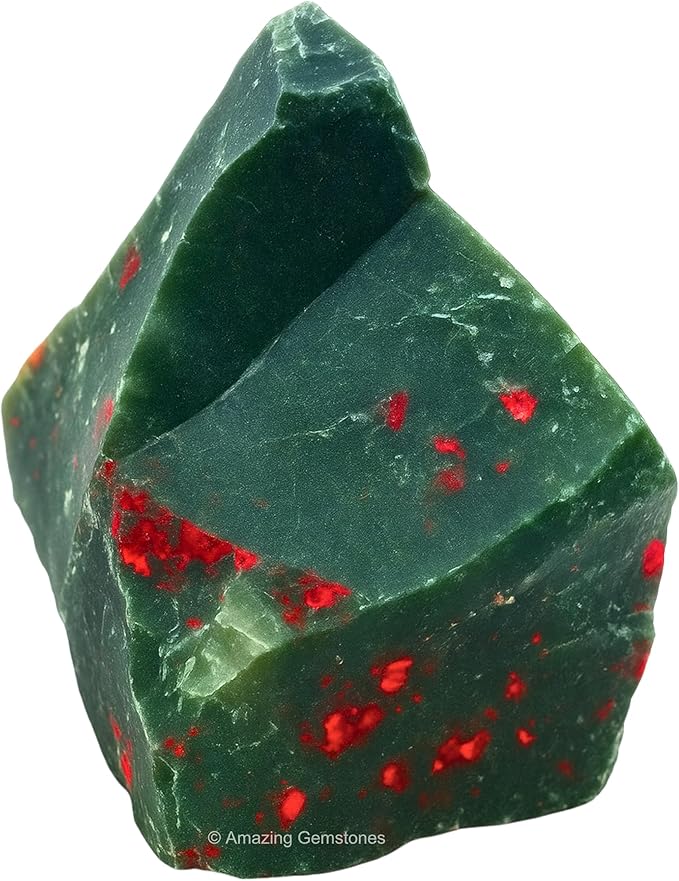 Amazing Gemstone Bloodstone Raw Crystals and Healing Stones, Natural Rocks for Tumbling and DIY Raw Stones and Crystals (5 Pieces)