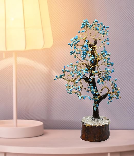 Amazing Gemstone Crystals and Healing Stones Birthday Gifts for Women - Turquoise Crystal Tree of Life Home Decor Stocking Stuffers, Bookshelf, Room Meditation Gift for Mom, Unique Birthday Gifts