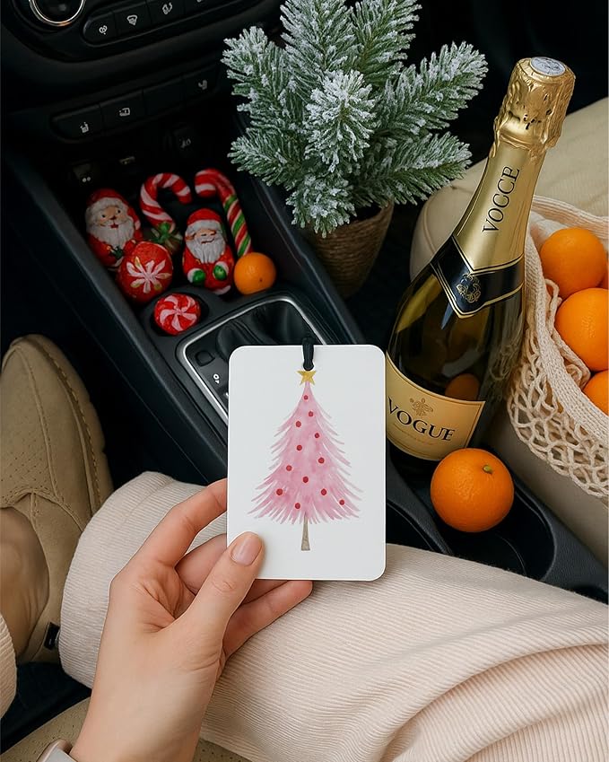 Pink and Green Christmas Berry Car Air Freshener 4 Pcs, Christmas Snowflake Mistletoe Tree Hanging Air Freshener for Cars Closet Drawer Books, Xmas Car Accessories Mirror Decor for Women Girls