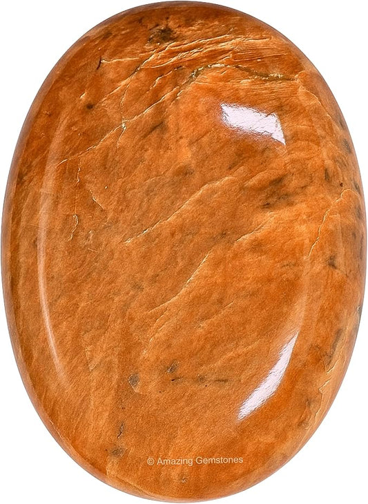 Amazing Gemstone Peach Moonstone Crystals and Healing Stones - Large Palm Stone Crystals Piedra - Crystal for Good Luck, Positive Energy, Meditation - Unique Stocking Stuffers and Gifts for Women, Men