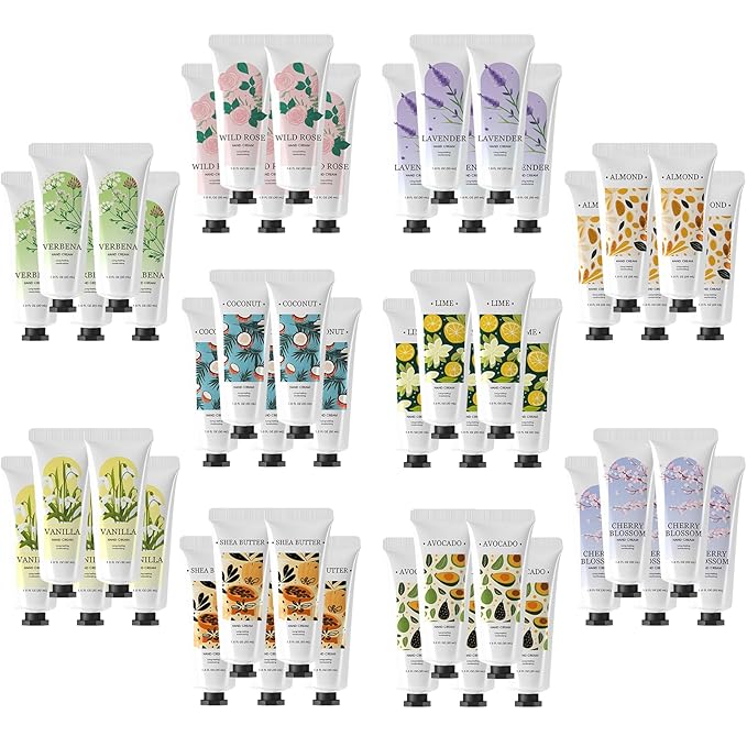 BODY & EARTH 50 Pack Hand Cream, Mini Lotion Bulk, Travel Size Lotion Bulk, Teacher Gifts, Bridesmaid Gifts and Bachelorette Party Favors.