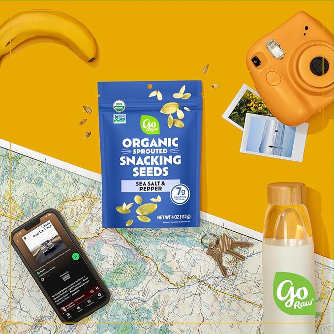 Go Raw Organic Sprouted Sea Salt & Pepper Snacking Seeds, 4 oz, 6 Pack, Pumpkin & Sunflower Seeds, Keto, Kosher