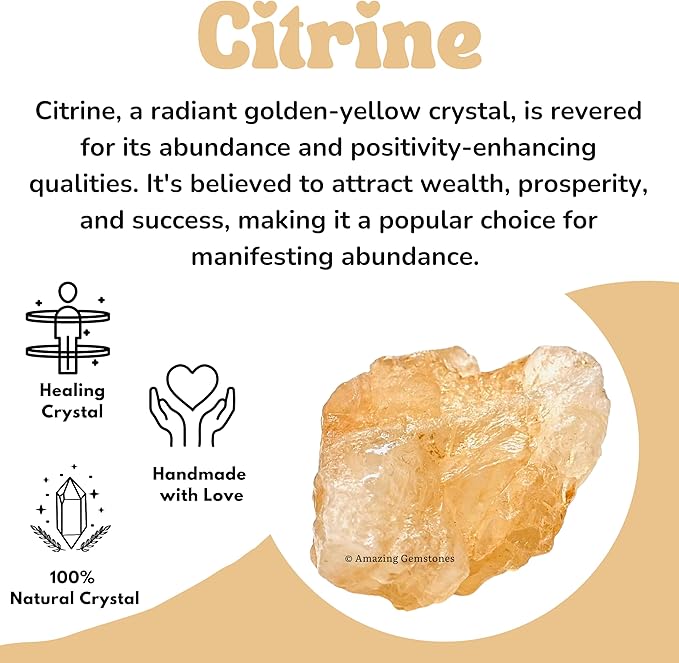 Amazing Gemstone Citrine Raw Crystals and Healing Stones, Natural Rocks for Tumbling - DIY Raw Stones and Crystals, 2 Pieces
