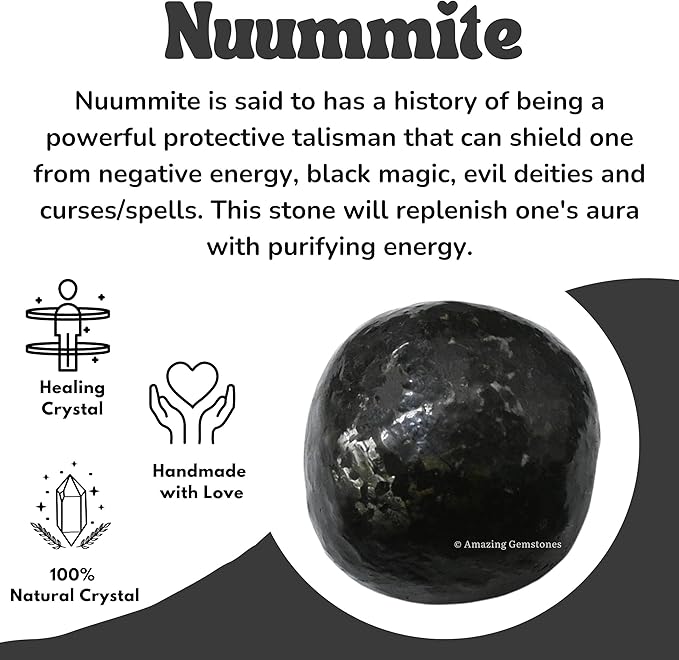 Amazing Gemstone Nuummite Crystals & Healing Stones Tumbled - 1oz Nuummite Stone Gem Stones, Healing Stones for Energy Balance,Stress Relief - Premium Polished Gems Rocks for Meditation & Wellness