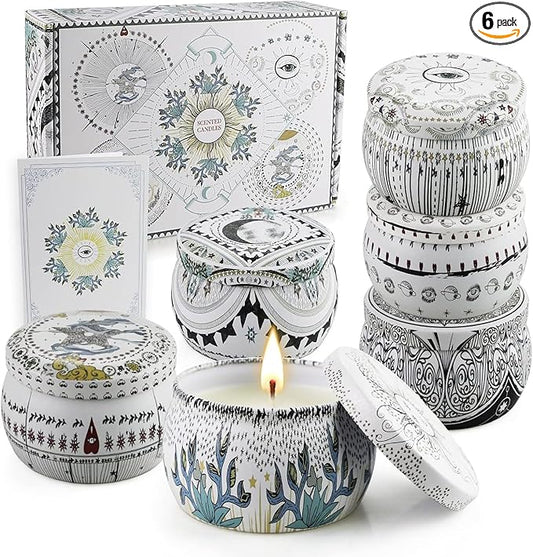 6 Pack Scented Candles Gift Set, Aromatherapy Candles for Home Scented, 200H Long Lasting Soy Wax Candle Gifts for Women, Ideal for Birthday, Mother's Day, Valentine, Christmas
