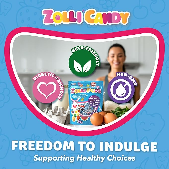 Zollipops Easter Bunny Clean Teeth Pops Sugar Free Candy with Xylitol, Dye-Free Lollipops - Keto & Diabetic-Friendly, Dentist-Approved Treats for Kids (Assorted Fruit, 3.1 oz)