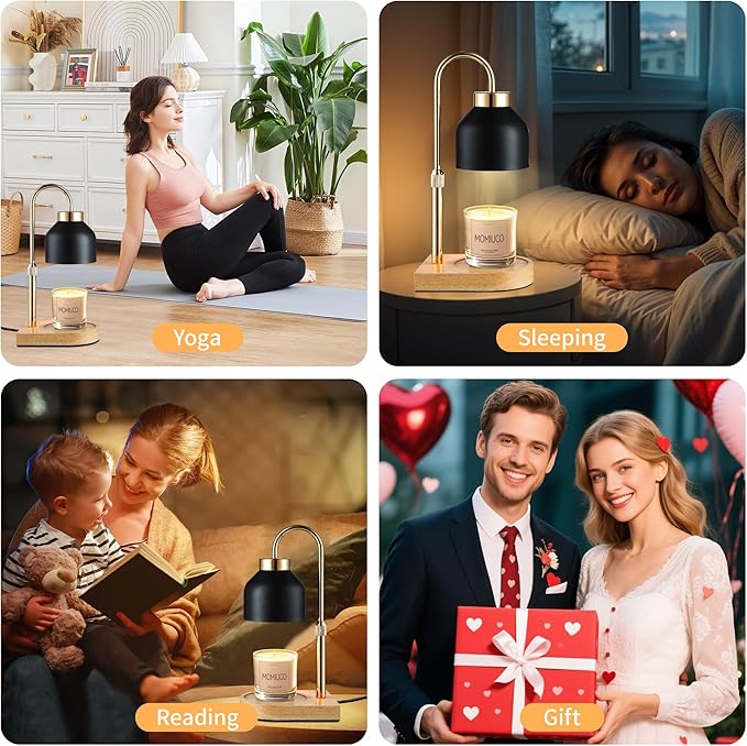 Candle Warmer Lamp with Timer Dimmer, House Warming Gifts New Home Decor, Birthday Gifts for Women Mom, Wax Melt Warmer for Jar Candles, Adjustable Height with 2 Bulbs