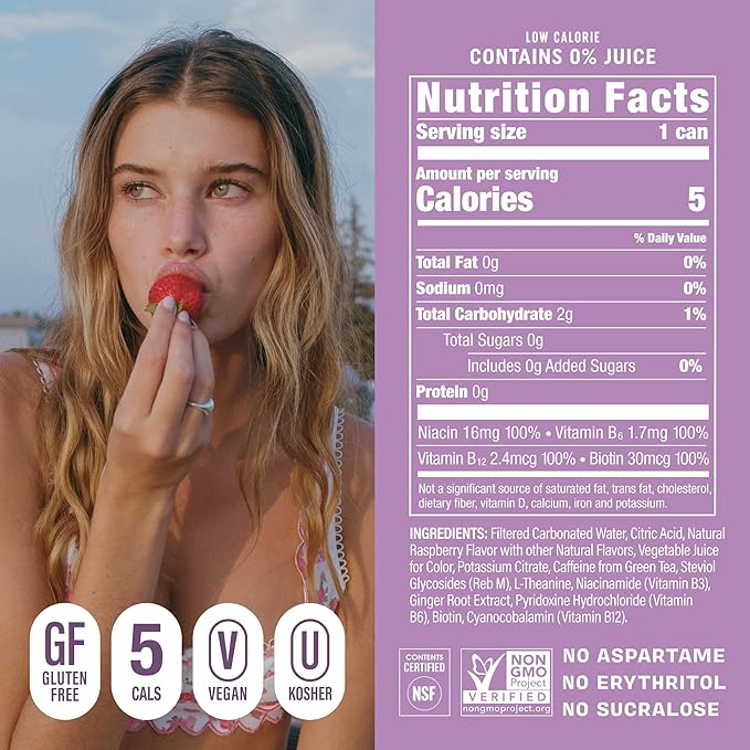 GORGIE Sugar Free Natural Energy Drinks, Wild Berry (12 Pack) - Healthy Energy Drinks - Natural Coffee Replacement with Green Tea Caffeine and Biotin - 150mg Caffeine, Vegan, & Low Calorie