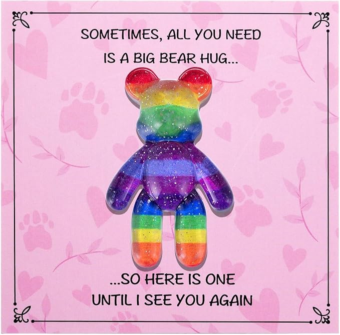 Pocket Bear Hug, Anxiety Relief Gifts for Women Men, Mental Health Positivity Gift, Thinking of You Gifts, Emotional Support Gift, Comforting Present for Son Daughter Back to School, Rainbow