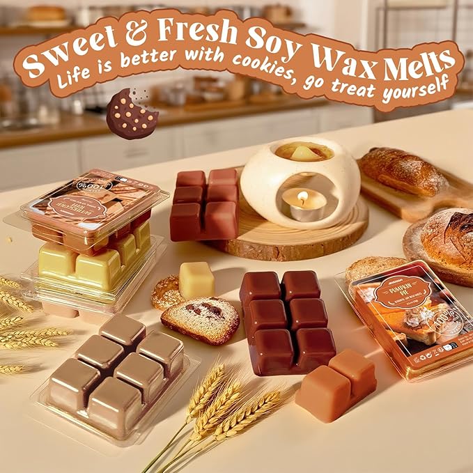 ARVIDSSON Scented Wax Melts, Bakery Soy Wax Melts Cubes for Wax Warmer, Fall Scented Wax Melts, Strong Scent Autumn Fragrance Wax Tarts - Pumpkin Pie, Apple Cinnamon, Vanilla Cupcake and More