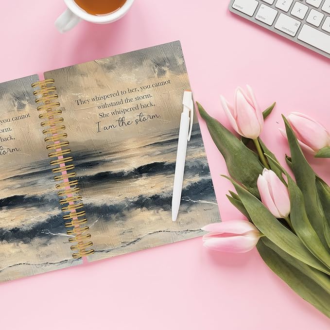 Inspirational Beach Spiral Notebook, Motivational Ocean Journaling Notebooks for Note Taking, Motivational Hardcover Journals for Women 160 Pages 5.5x8.3 Inch, Inspirational Empowerment Gifts