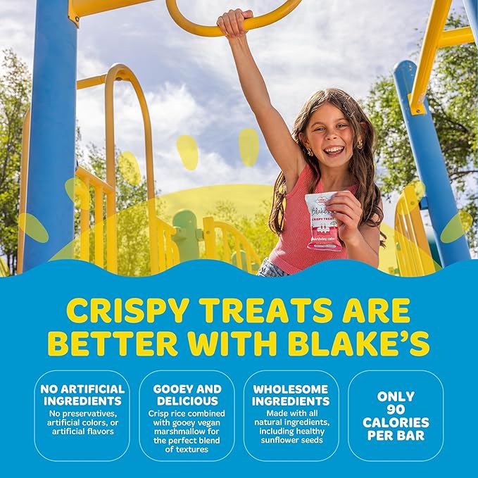 Blake’s Seed Based Crispy Treats – Birthday Cake (24 Count), Nut Free, Gluten Free, Dairy Free & Vegan, Healthy Snacks for Kids or Adults, School Safe, Low Calorie Soy Free Snack