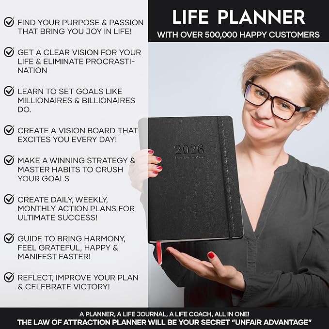 2026 Planner Weekly and Monthly | Law of Attraction Planner with Panduo App | A 12 Month Journey for Productivity, Gratitude & Goal Setting | Includes Foldable Vision Board, Gift Box & Stickers